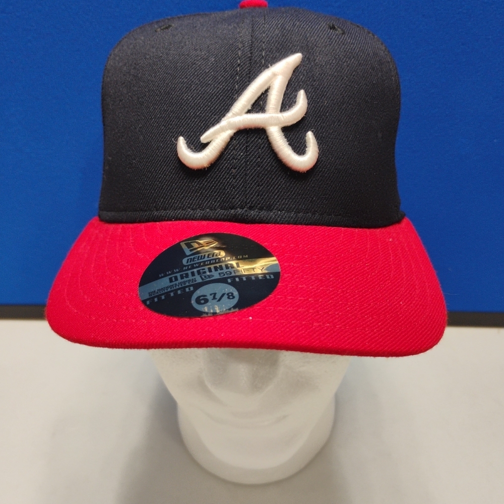 Vintage Atlanta Braves Hat 6 7/8 New Era Authentic US Wool Players Cap USA